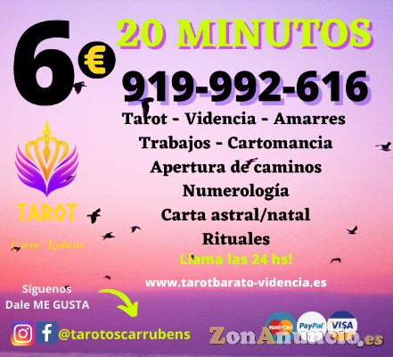 Todo el año consultanos el tarot  20 minutos a 6 euros